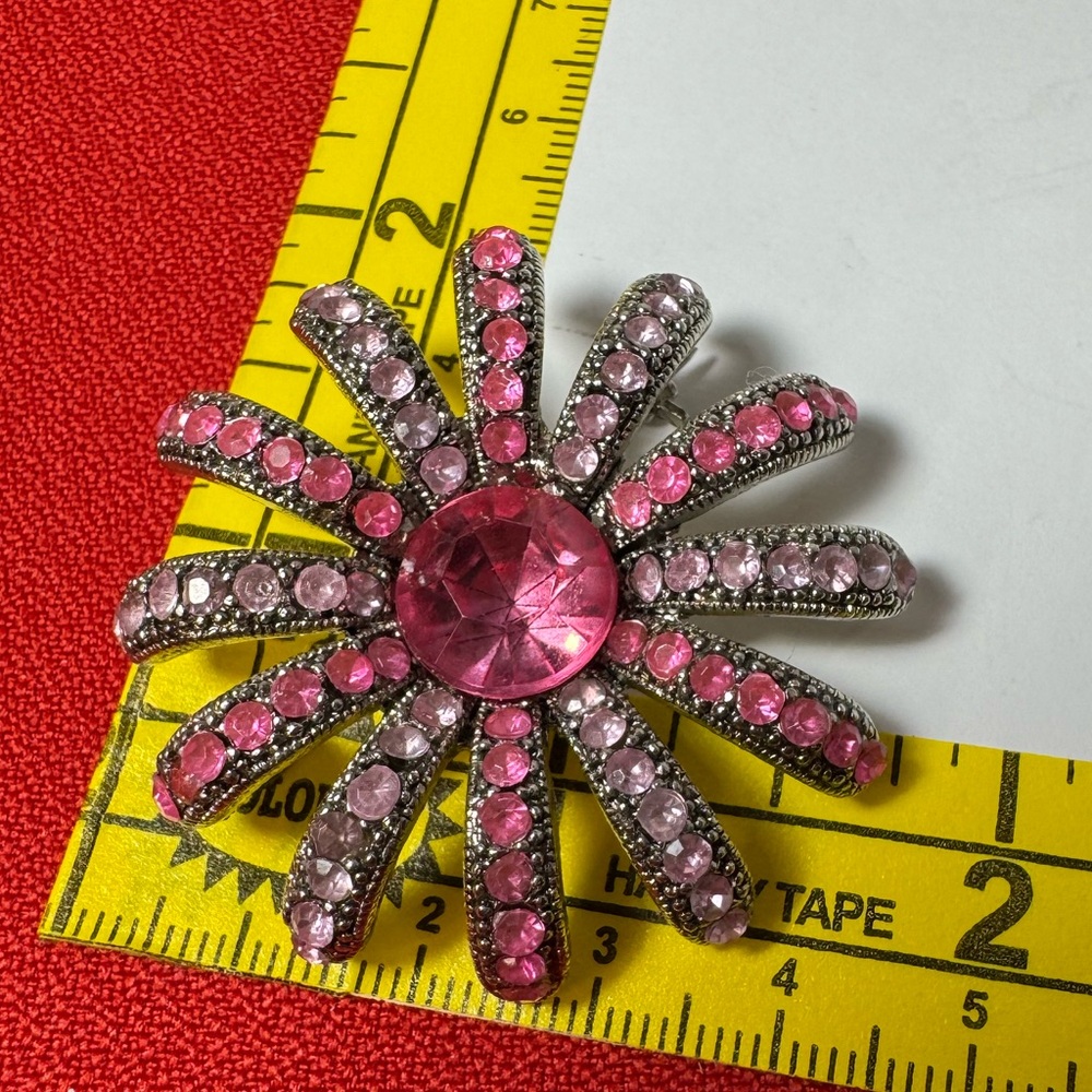 Pink Crystal Flower Brooch